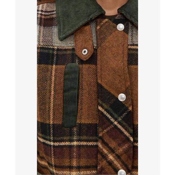 Anthropologie BlankNYC Brown Green Situationship Plaid Shirt Jacket NWT Size L - Picture 5 of 16